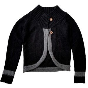 InWear Cardigan, Black & Grey, Soft Mohair Blend, Copper Buttons, Size Medium